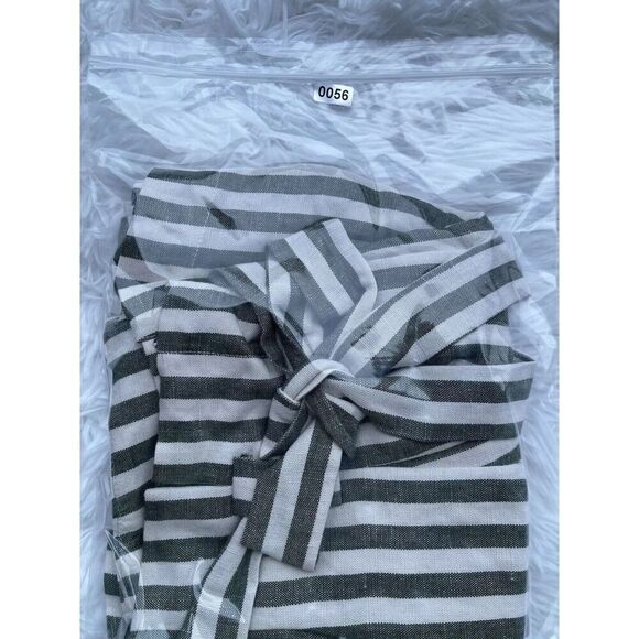 L’Agence Alex Striped High Waisted Linen Blend Paper Bag Shorts Size 4 - Picture 9 of 9